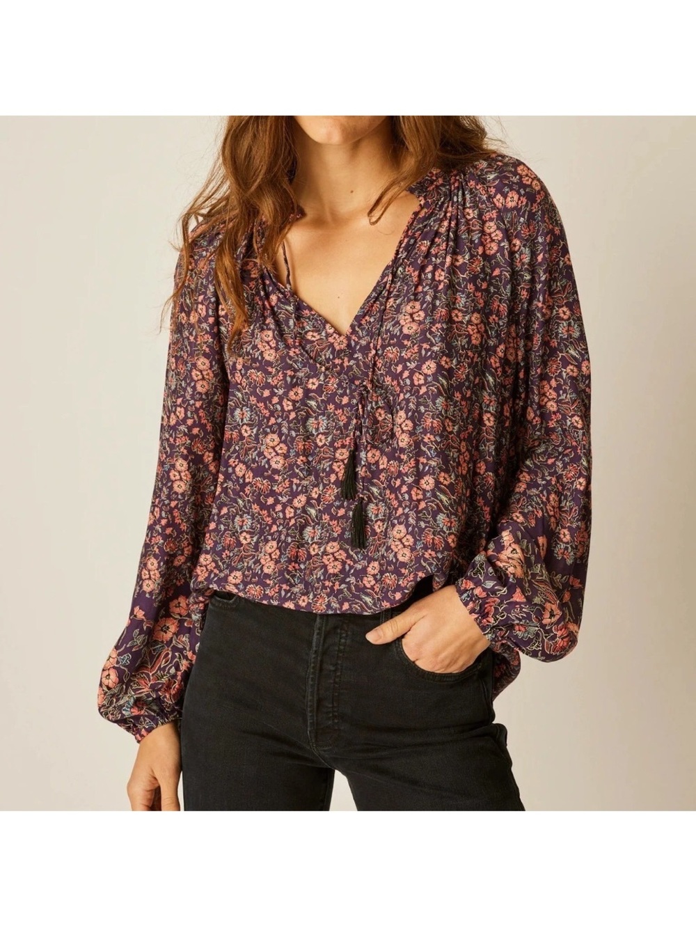 Natalie Martin penny blouse purple floral XS